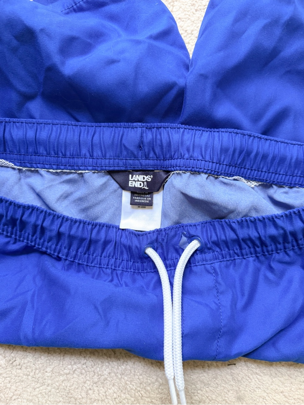Lands' End Bright Blue Drawstring Swim Top